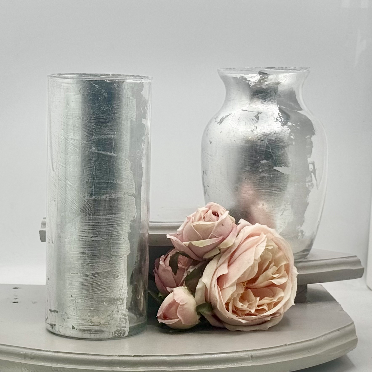 Antiqued Sterling Glass Vase Collection
