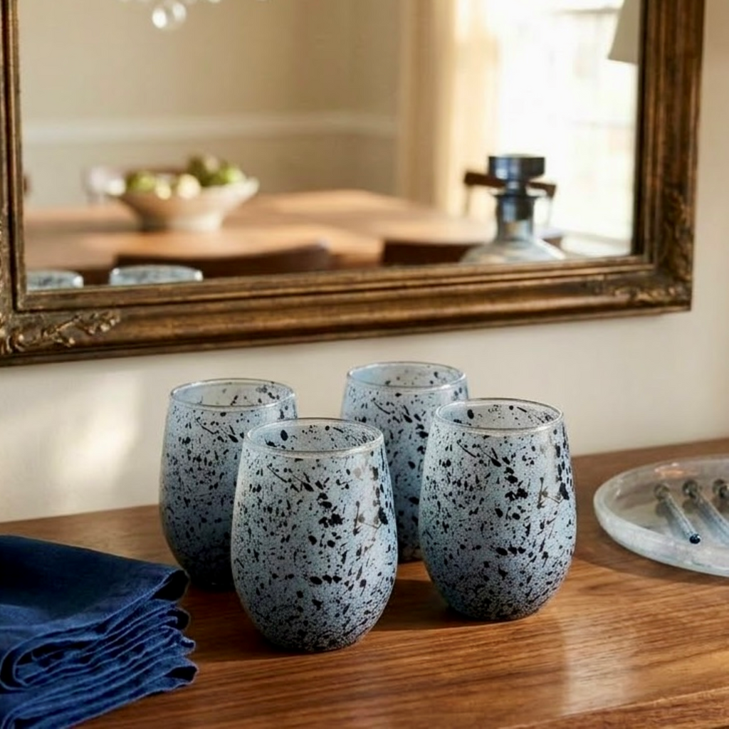Artistic Splatter Stemless Wine Glass