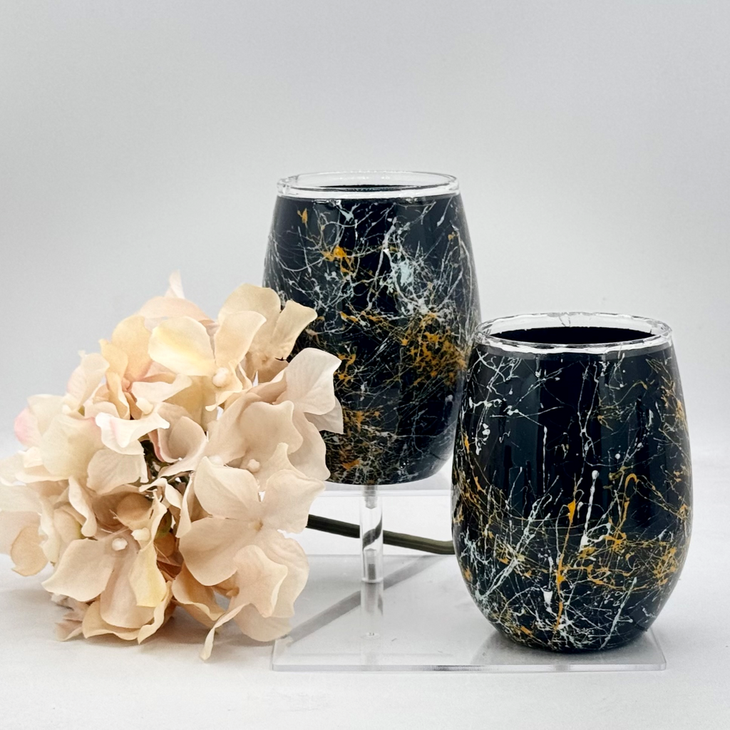 Black Industrial Stemless Wine Glass