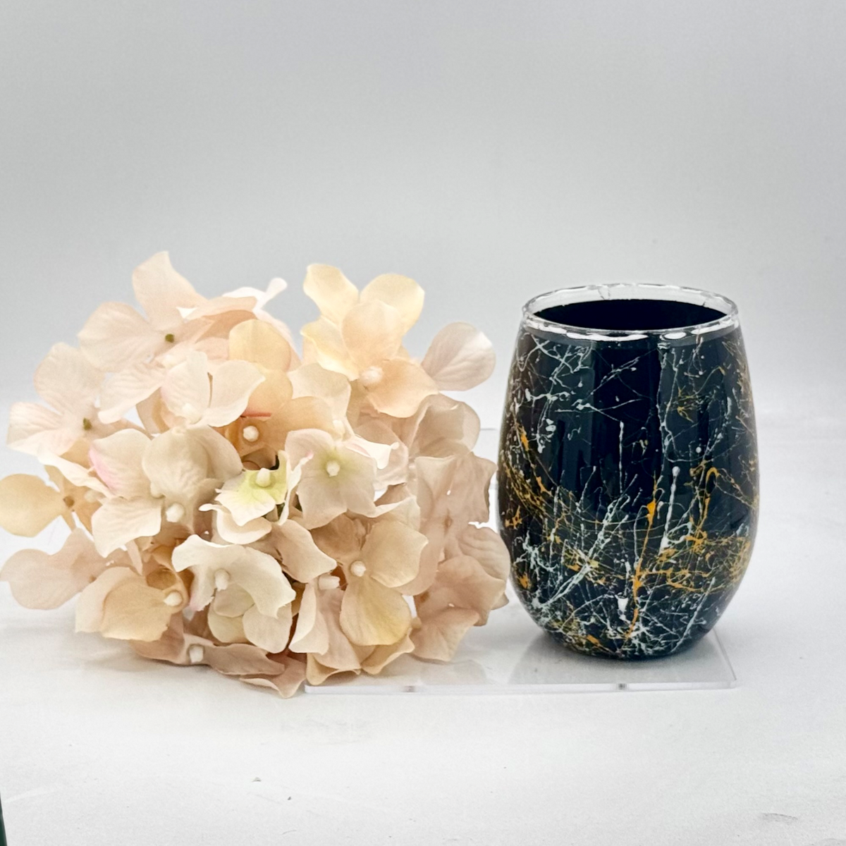 Black Industrial Stemless Wine Glass