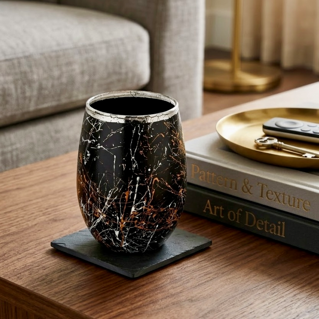 Black Industrial Stemless Wine Glass