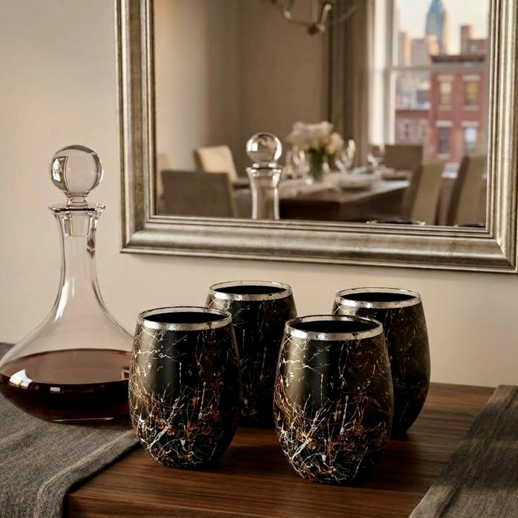 Black Industrial Stemless Wine Glass