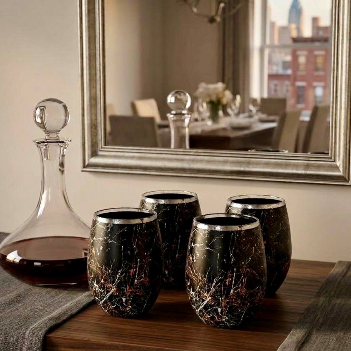 Black Industrial Stemless Wine Glass