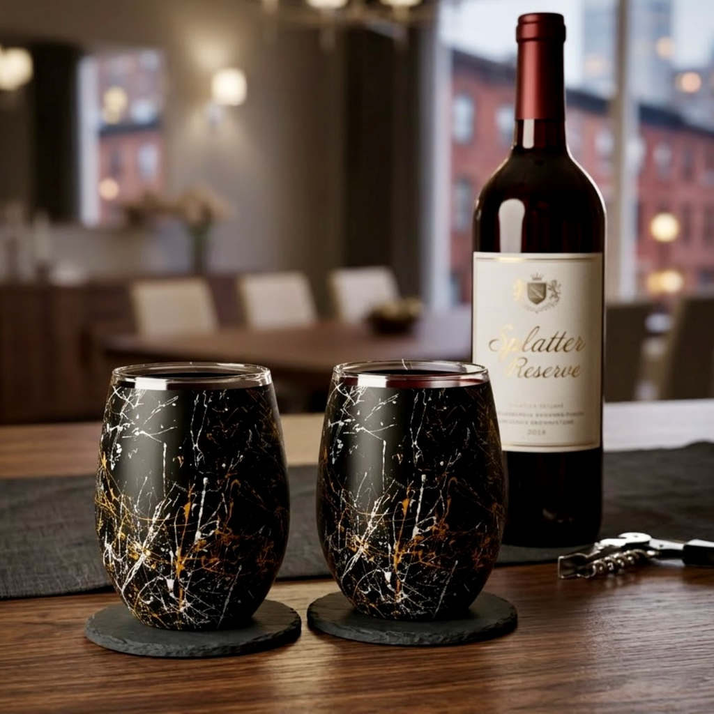 Black Industrial Stemless Wine Glass
