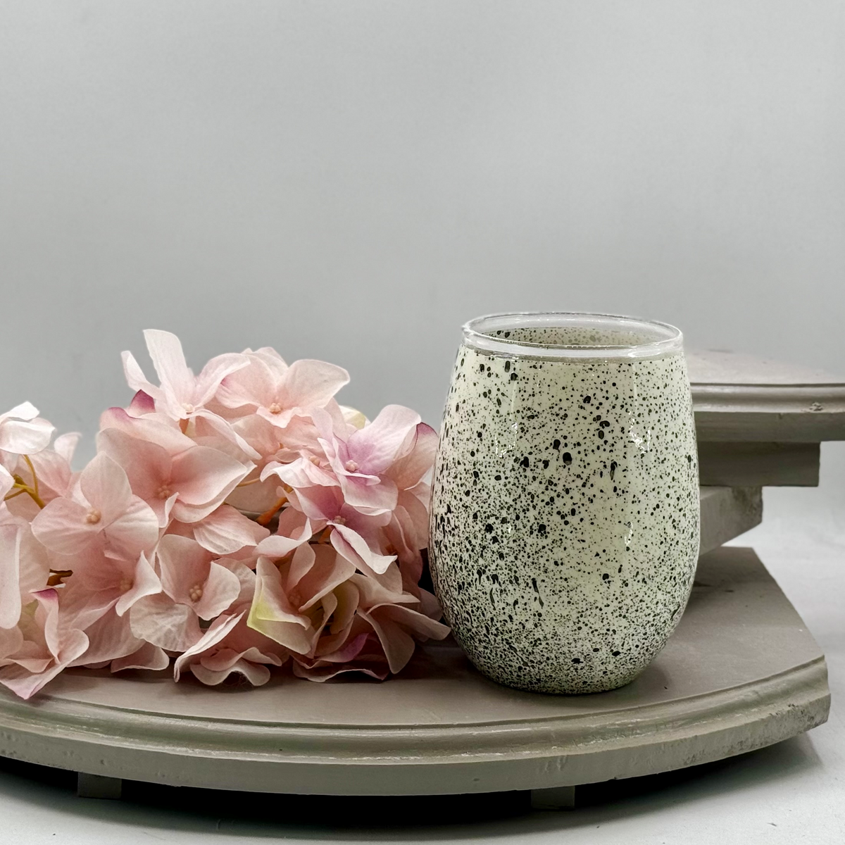 Black & White Splatter Stemless Wine Glass