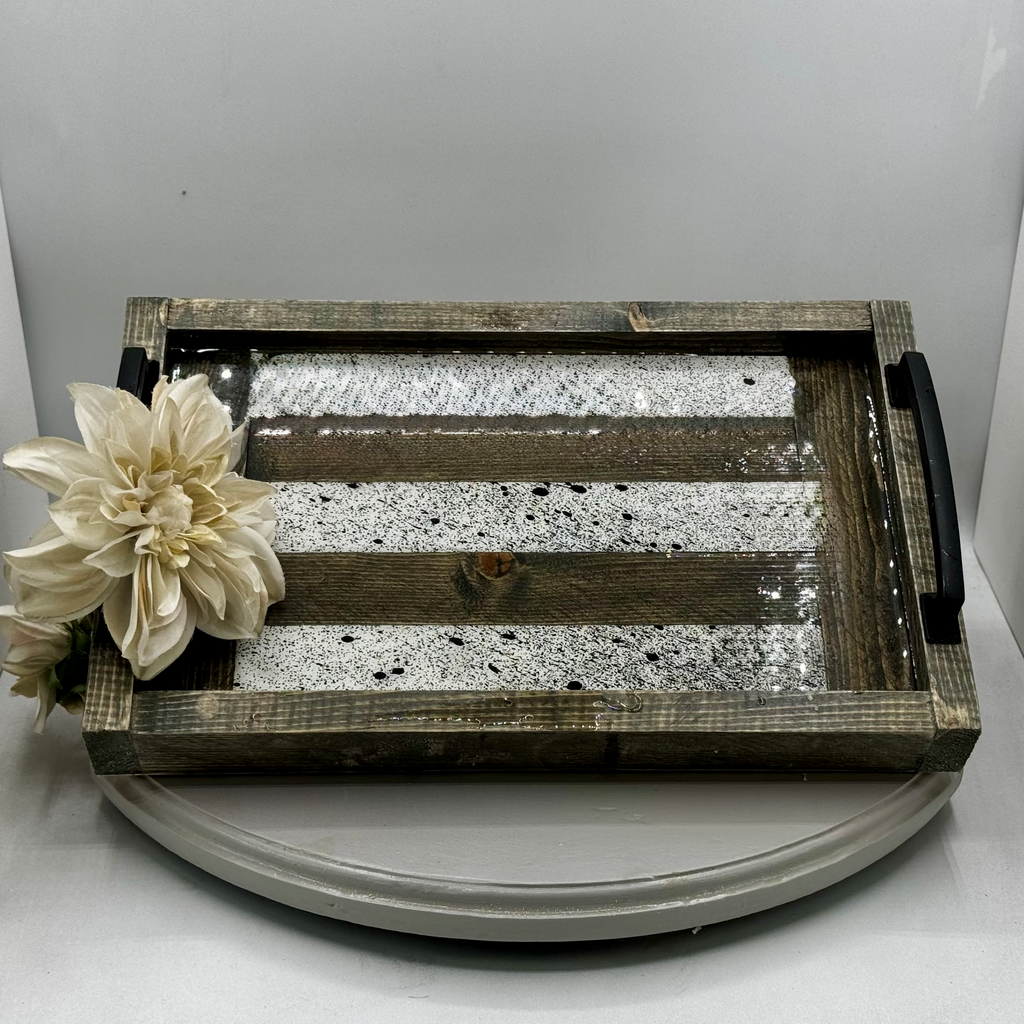 Black & White Splatter Wooden Tray