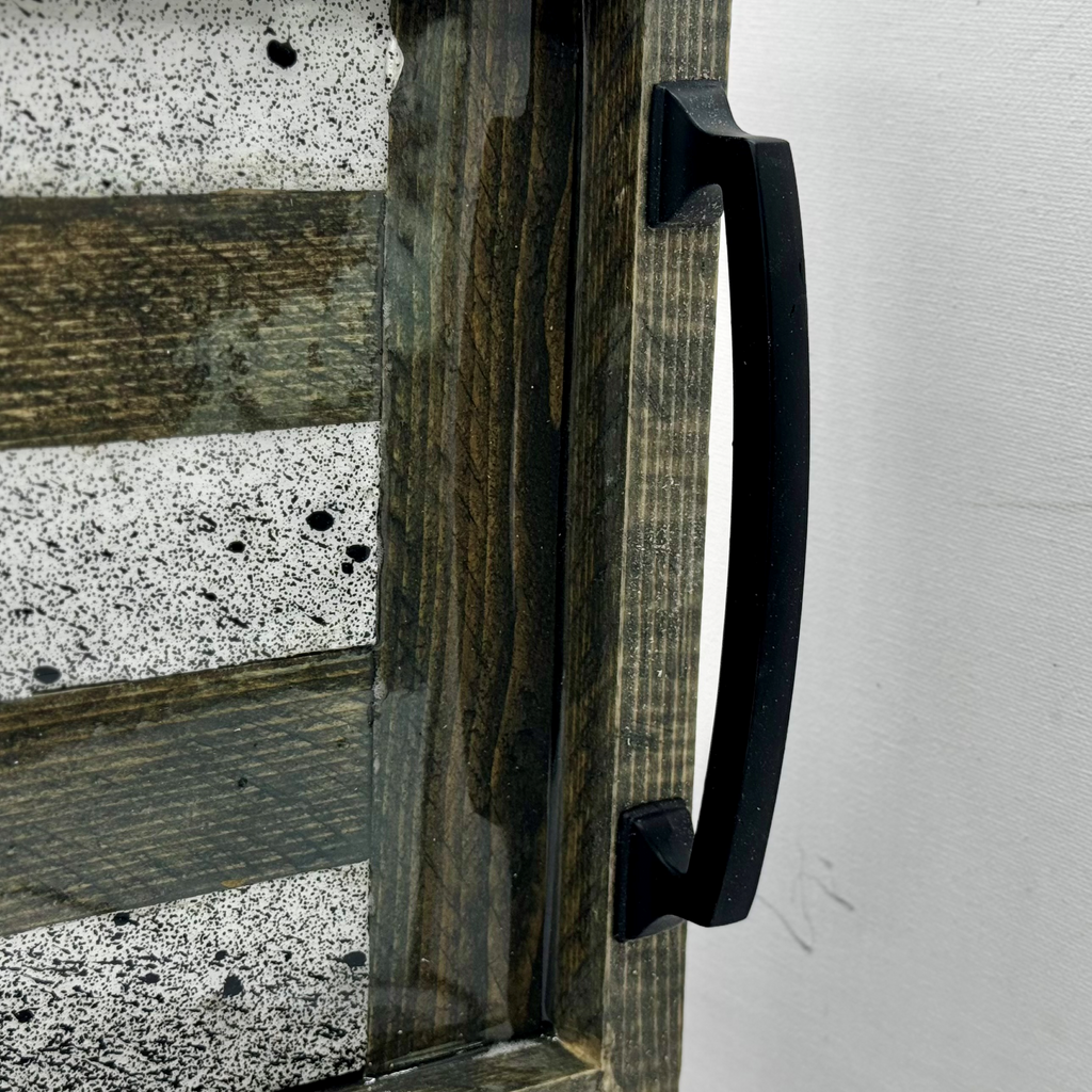 Black & White Splatter Wooden Tray