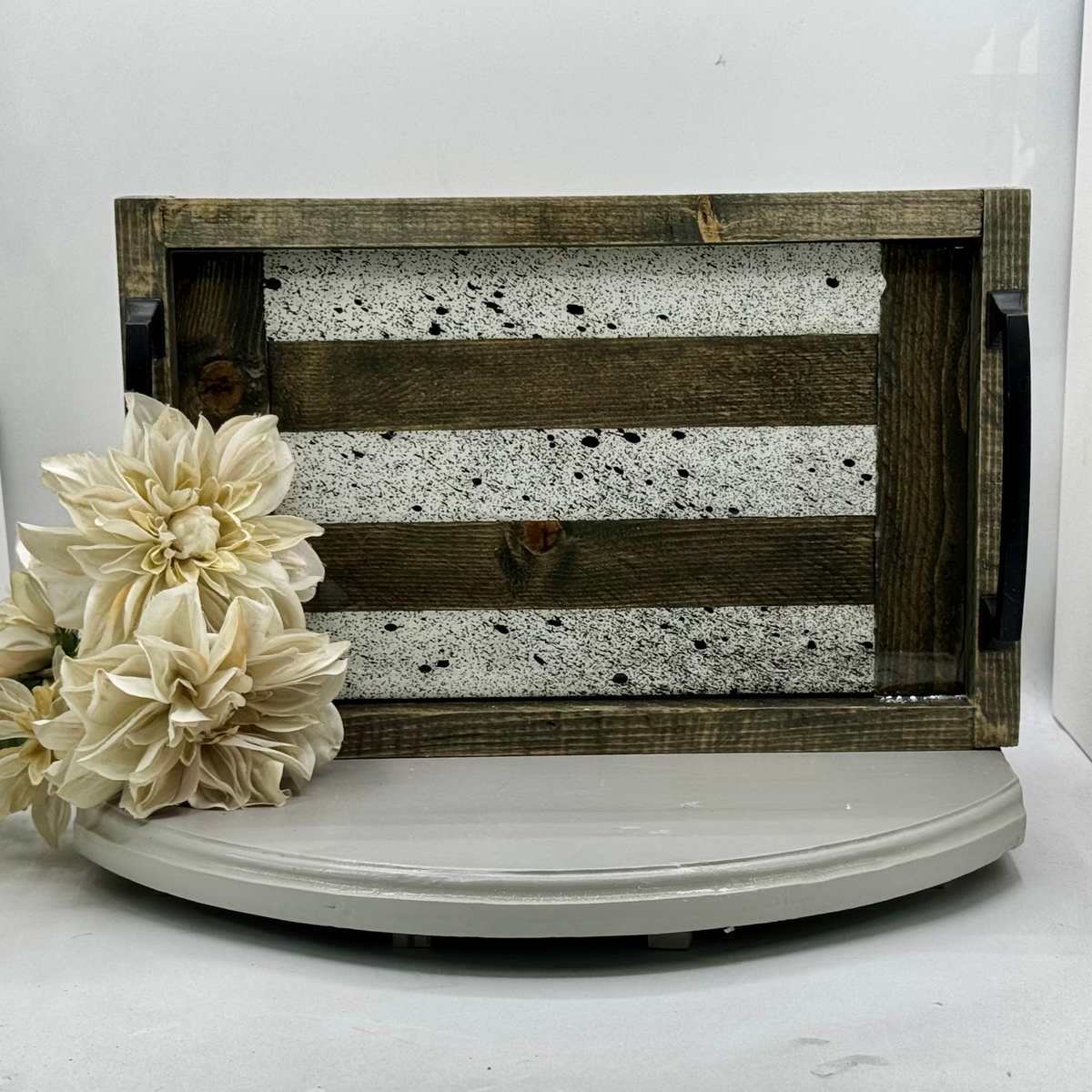 Black & White Splatter Wooden Tray