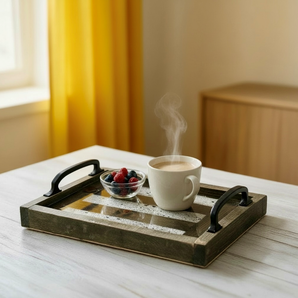 Black & White Splatter Wooden Tray