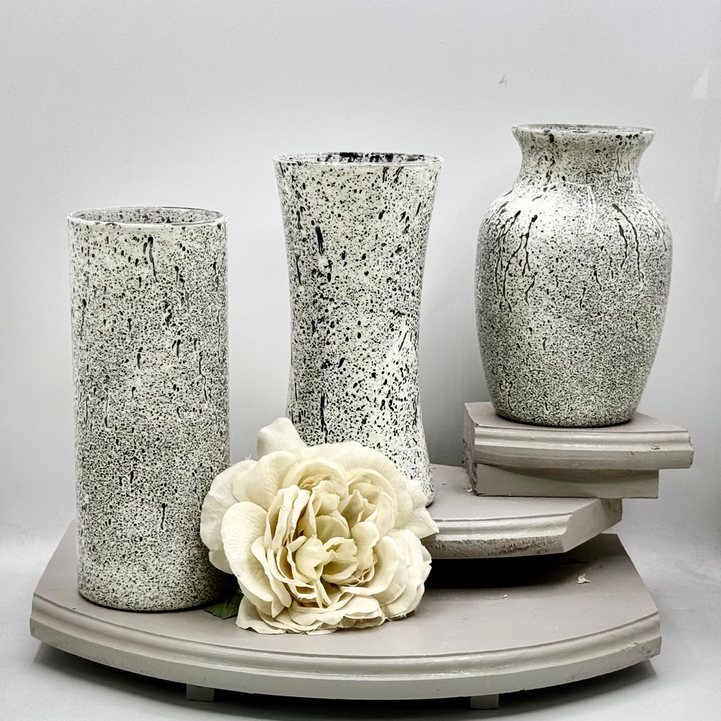 Black & White Splatter  Glass Vase Collection