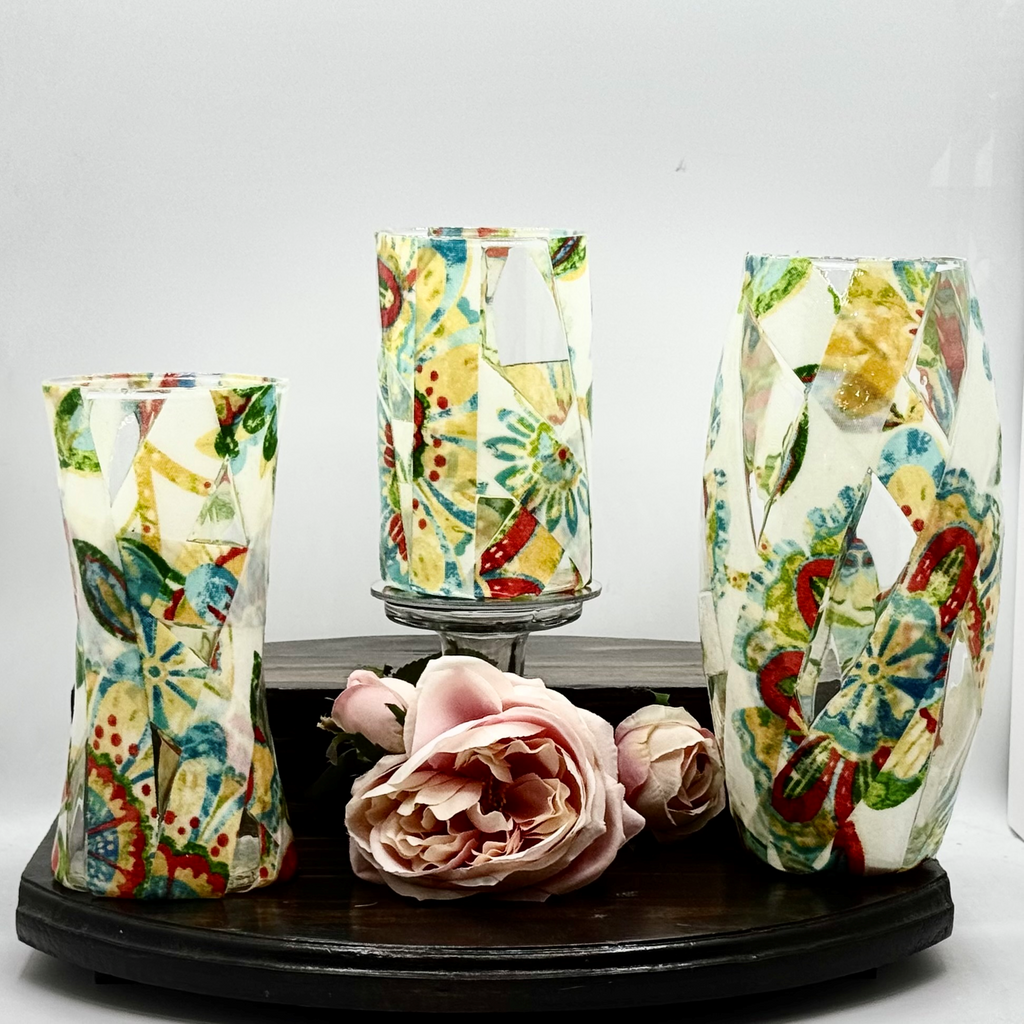 Botanical Tapestry Glass Vase Collection
