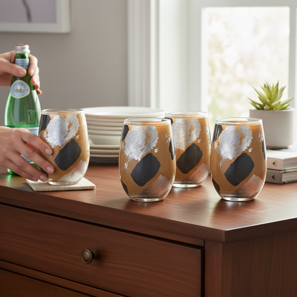 Caramel Silver Stemless Wine Glass