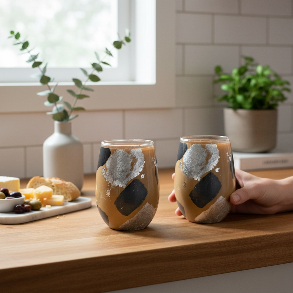 Caramel Silver Stemless Wine Glass