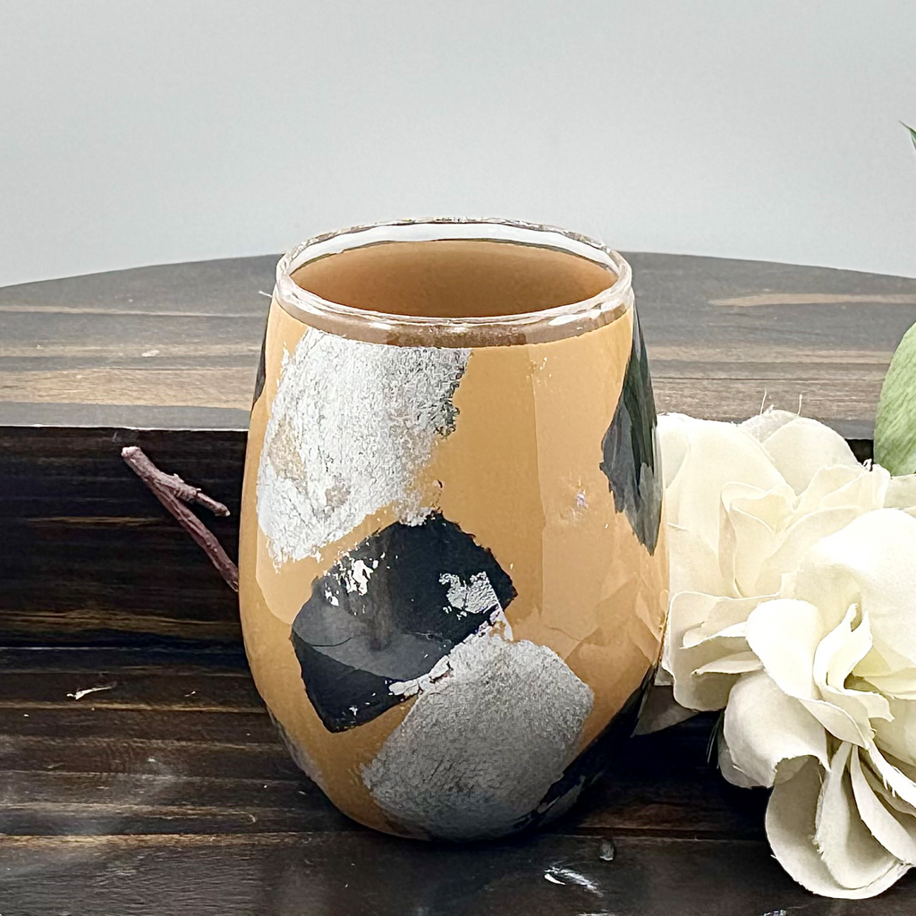 Caramel Silver Stemless Wine Glass