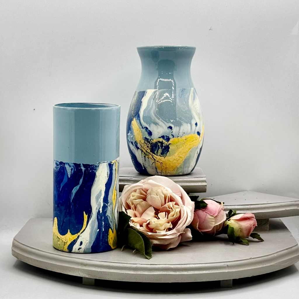 Cerulean Tide Glass Vase Collection