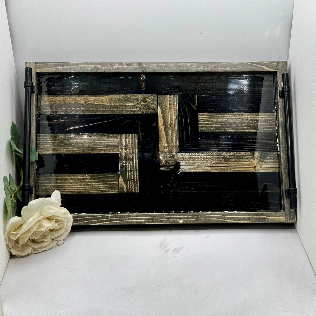 Charcoal Labyrinth Wooden Tray
