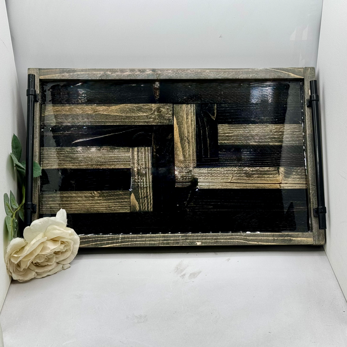 Charcoal Labyrinth Wooden Tray