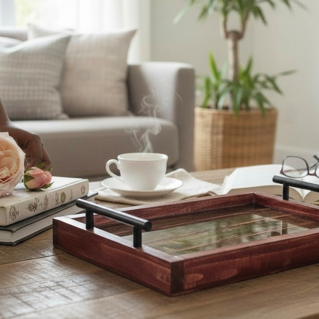 Charred Barnwood Wooden Tray Collection
