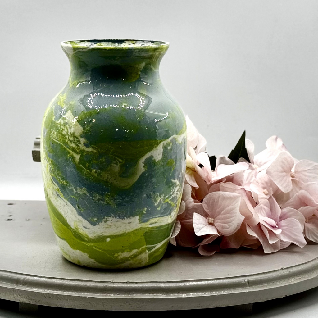 Chartreuse Marble Glass Vase Collection