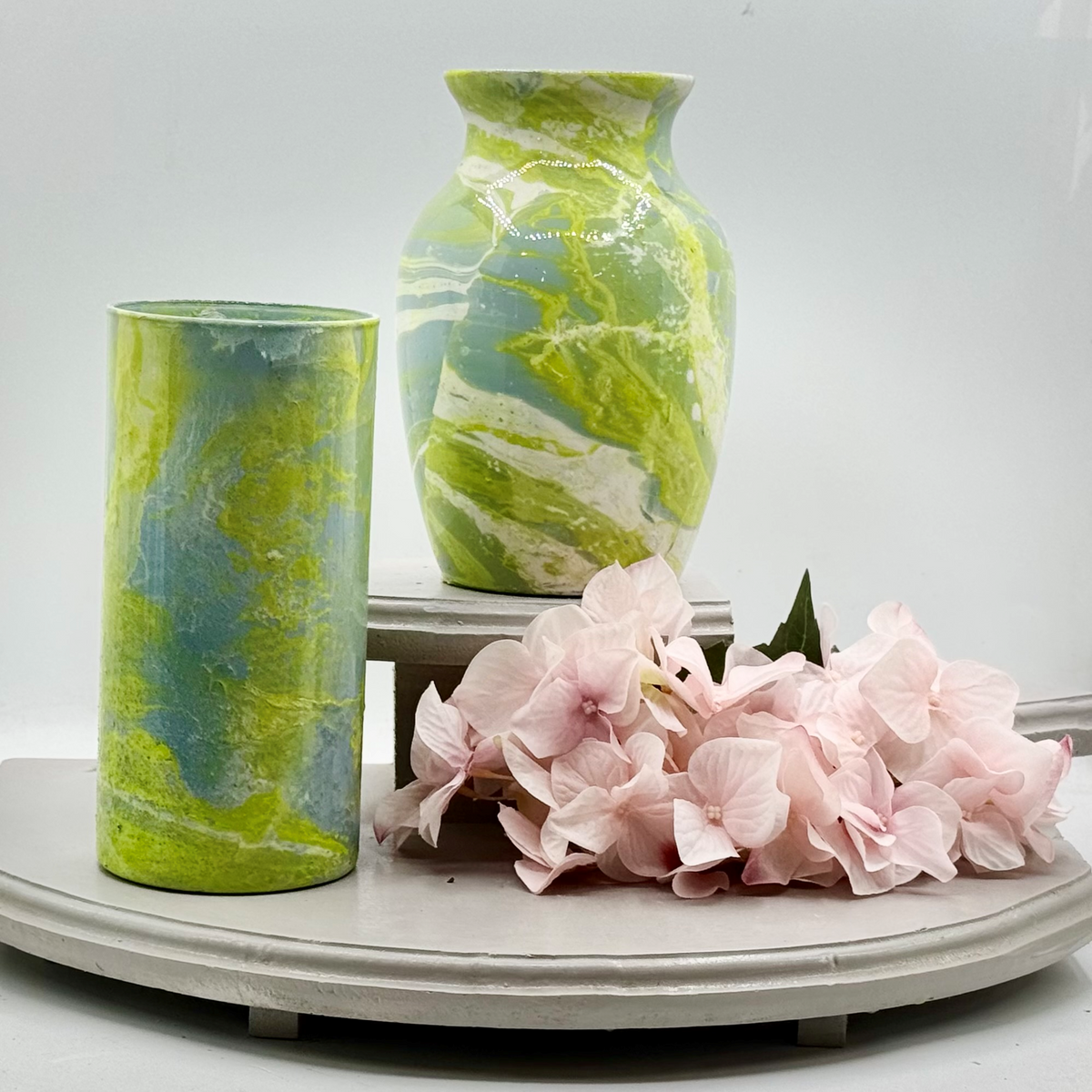 Chartreuse Marble Glass Vase Collection