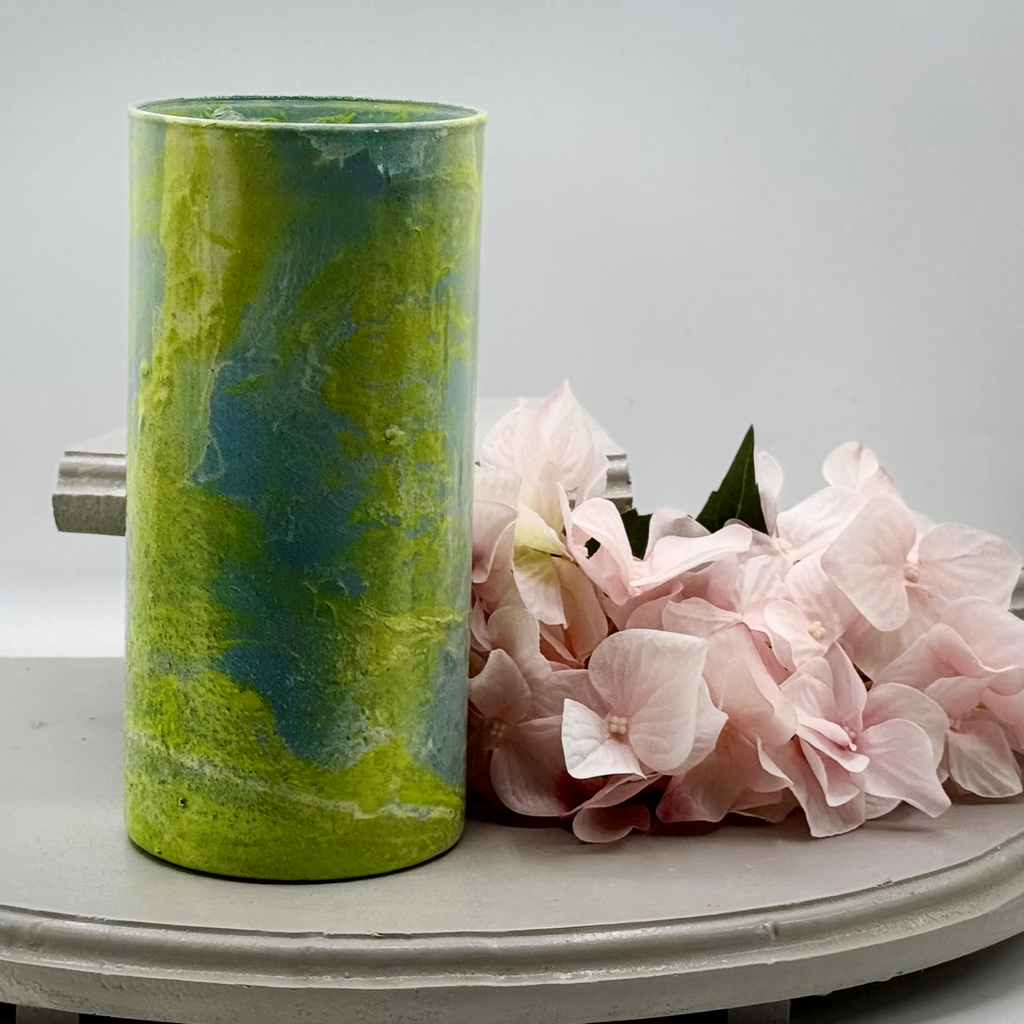 Chartreuse Marble Glass Vase Collection