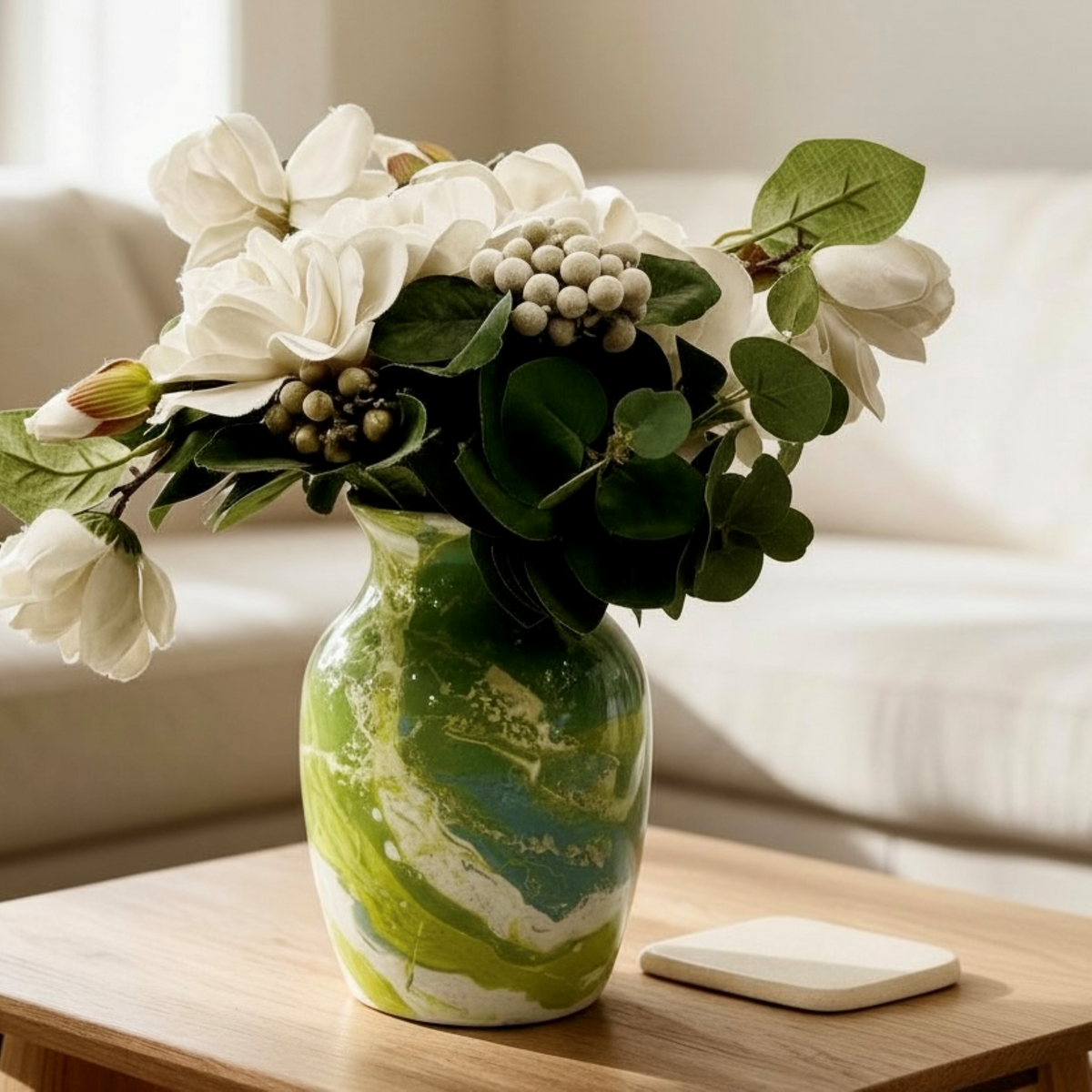 Chartreuse Marble Glass Vase Collection