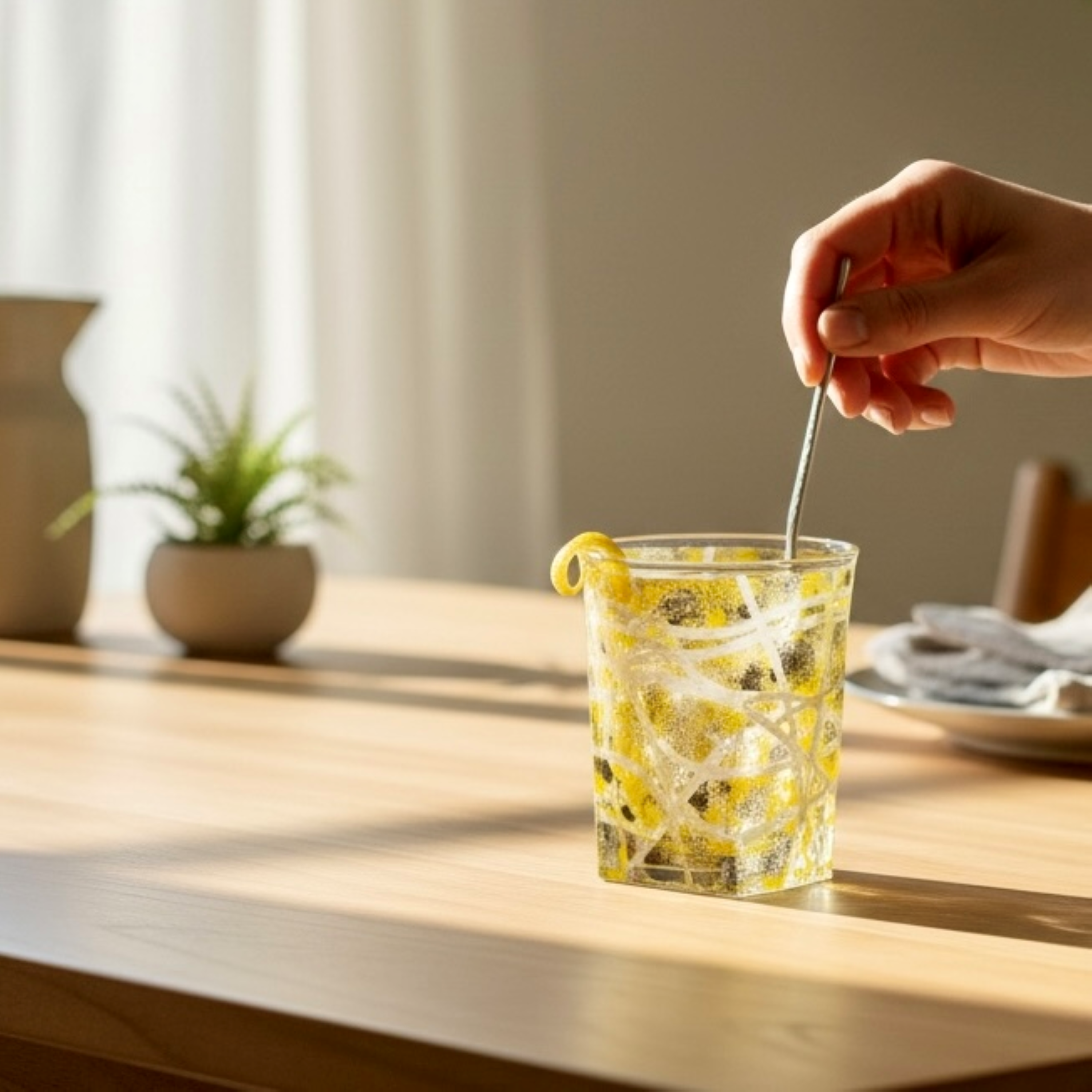 Citron Mosaic Rock Glass