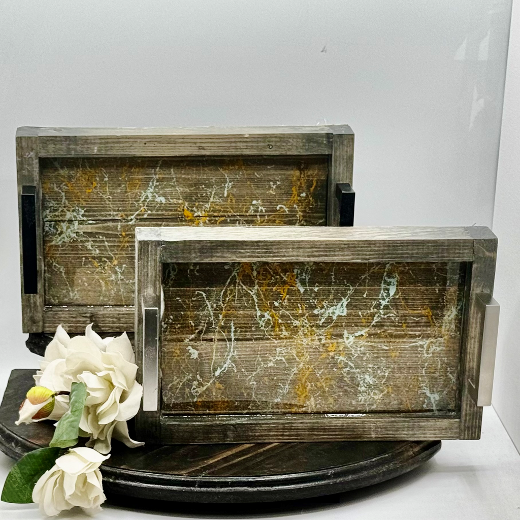 Coastal Swirl Wooden Tray Collection