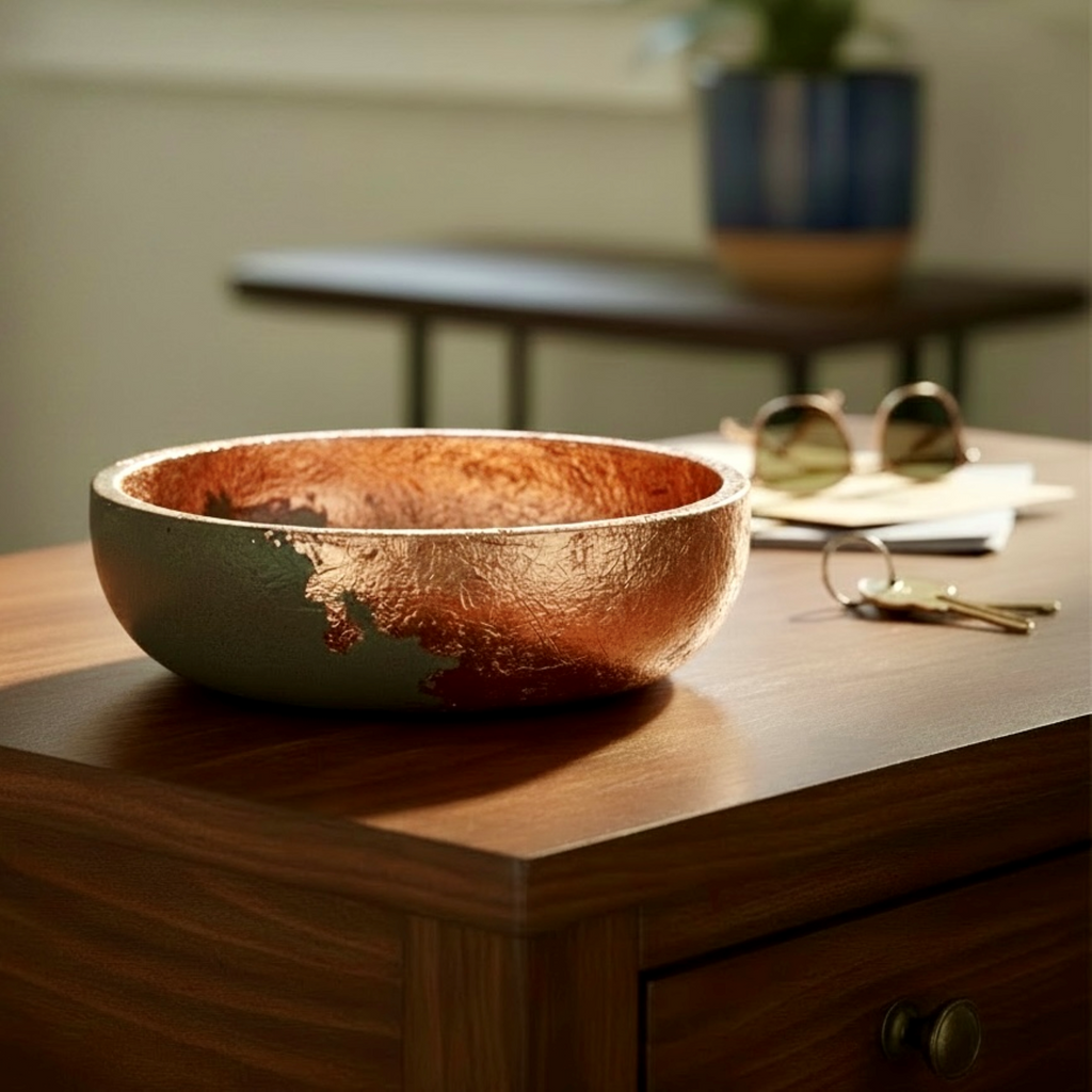 Copper Crested Cement Bowl