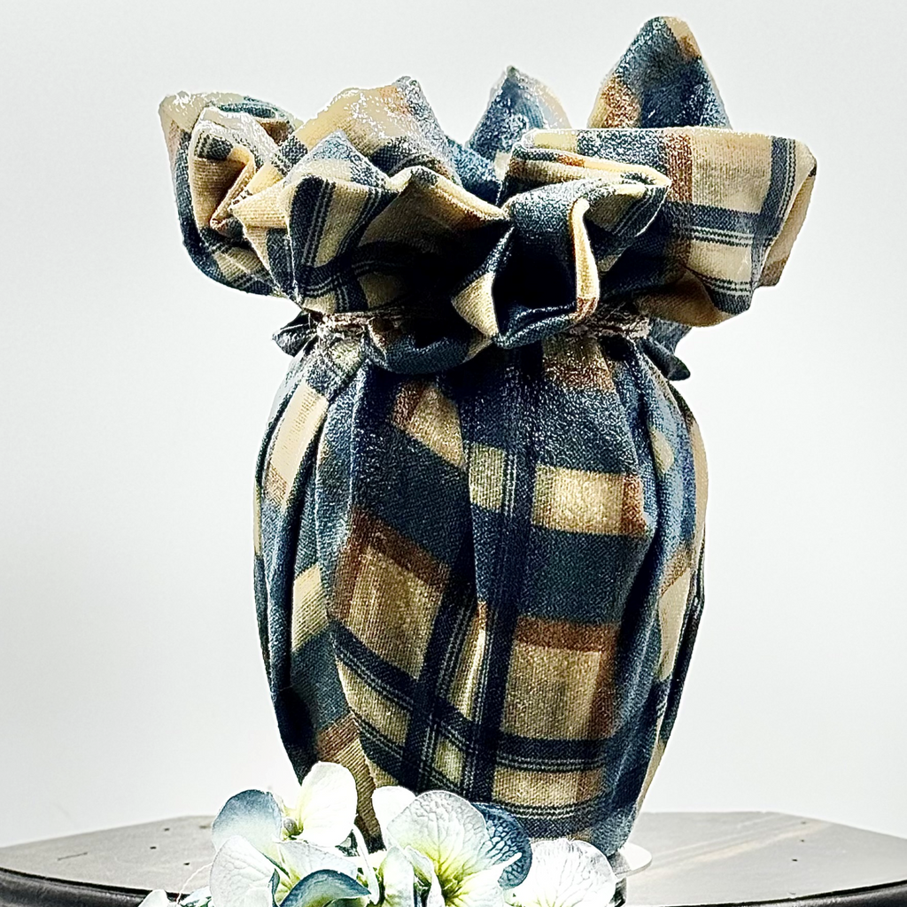 Cottage Plaid Glass Vase