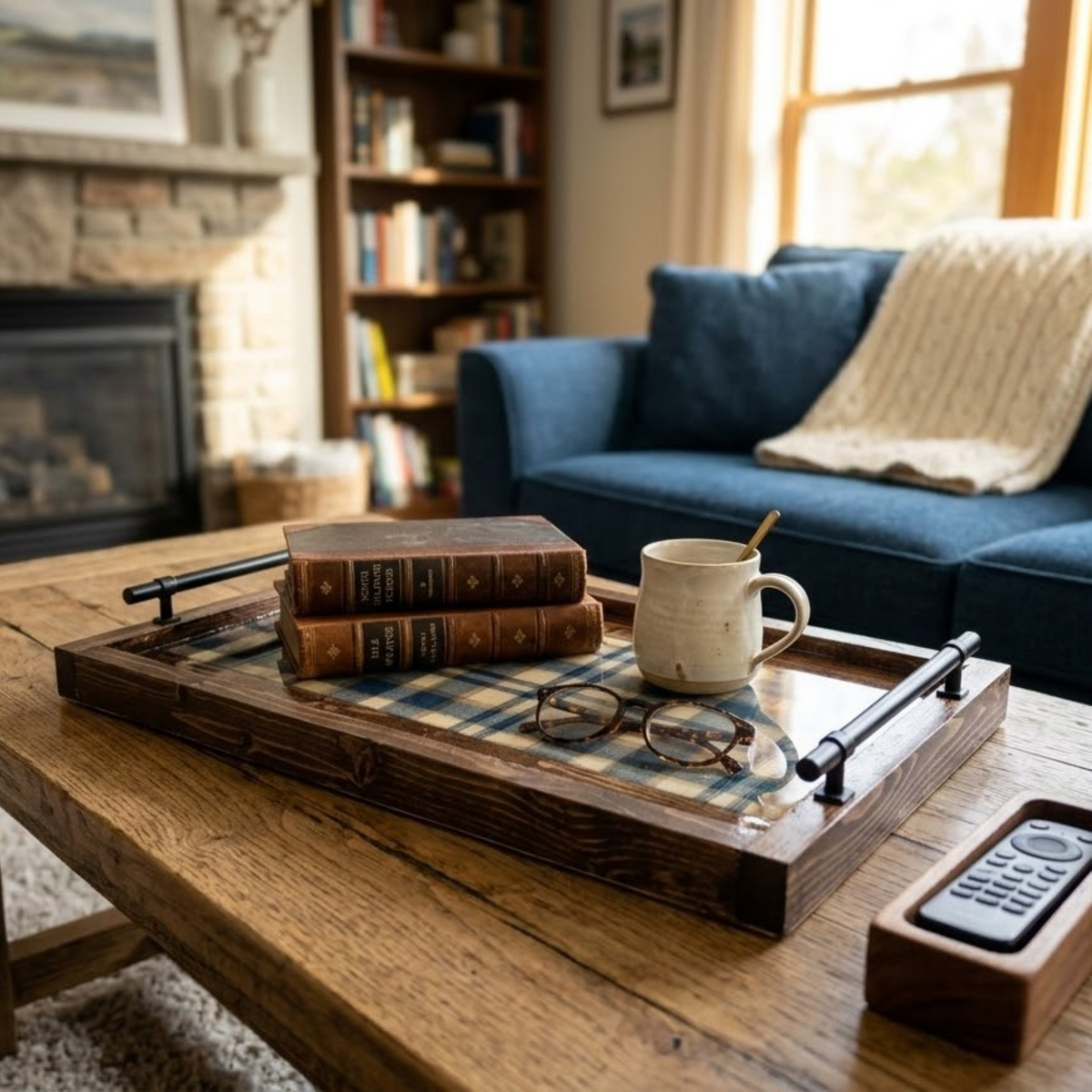 Cottage Plaid Wooden Tray
