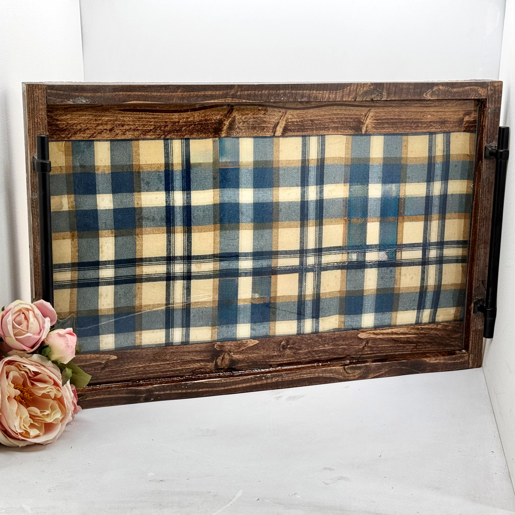 Cottage Plaid Wooden Tray