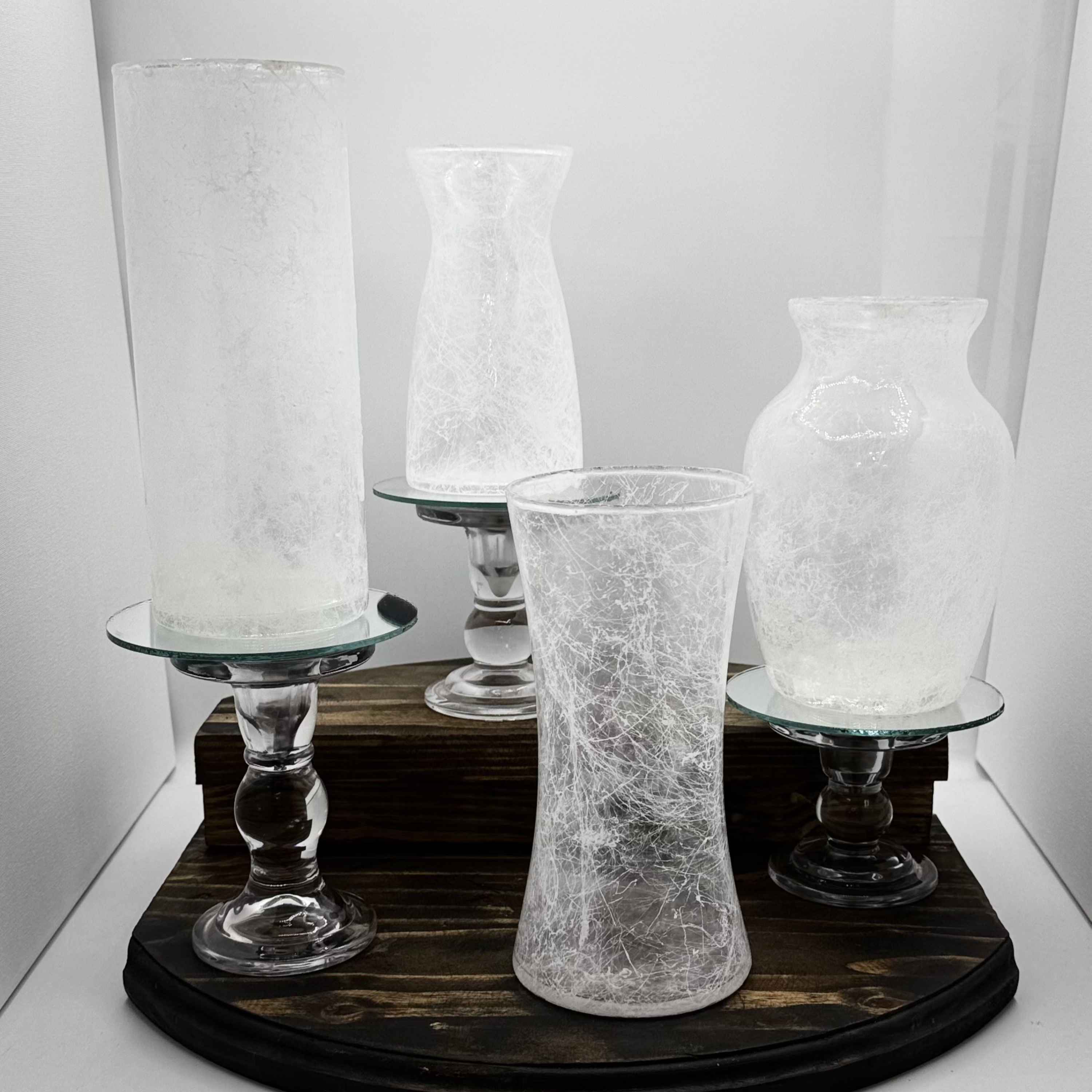 Cracked Ice Glass Vase Collection