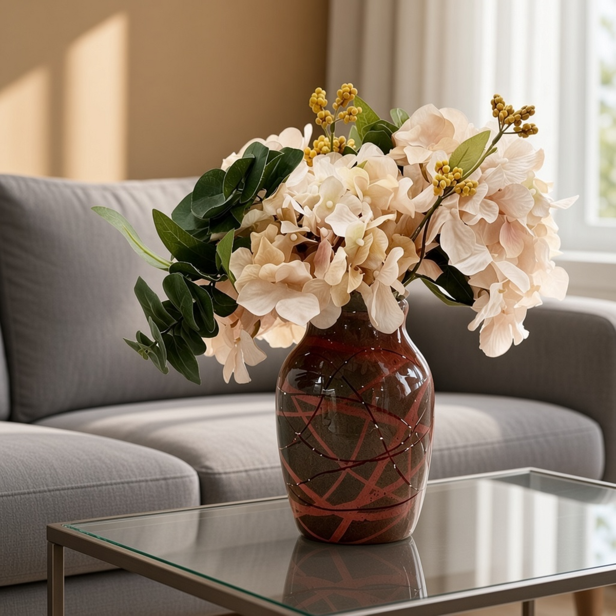 Crimson Lattice Glass Vase