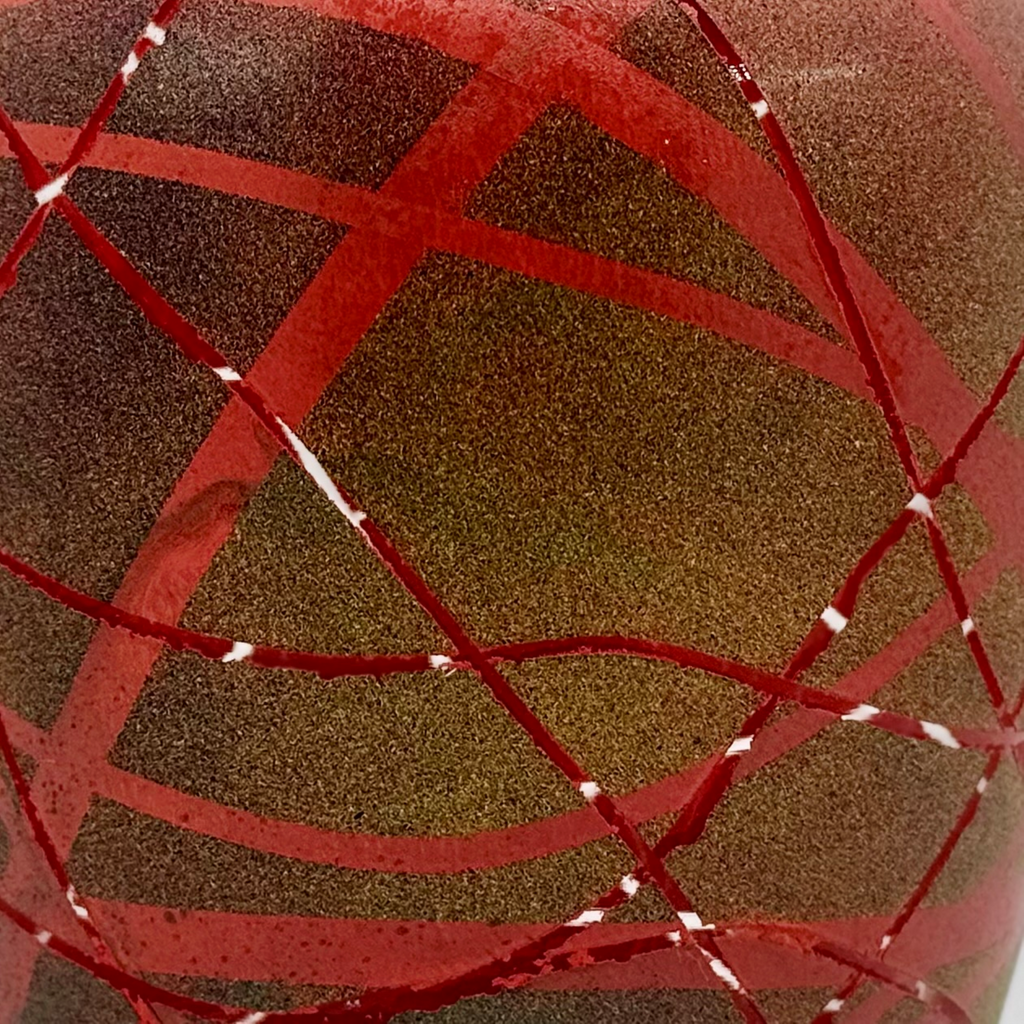 Crimson Lattice Glass Vase