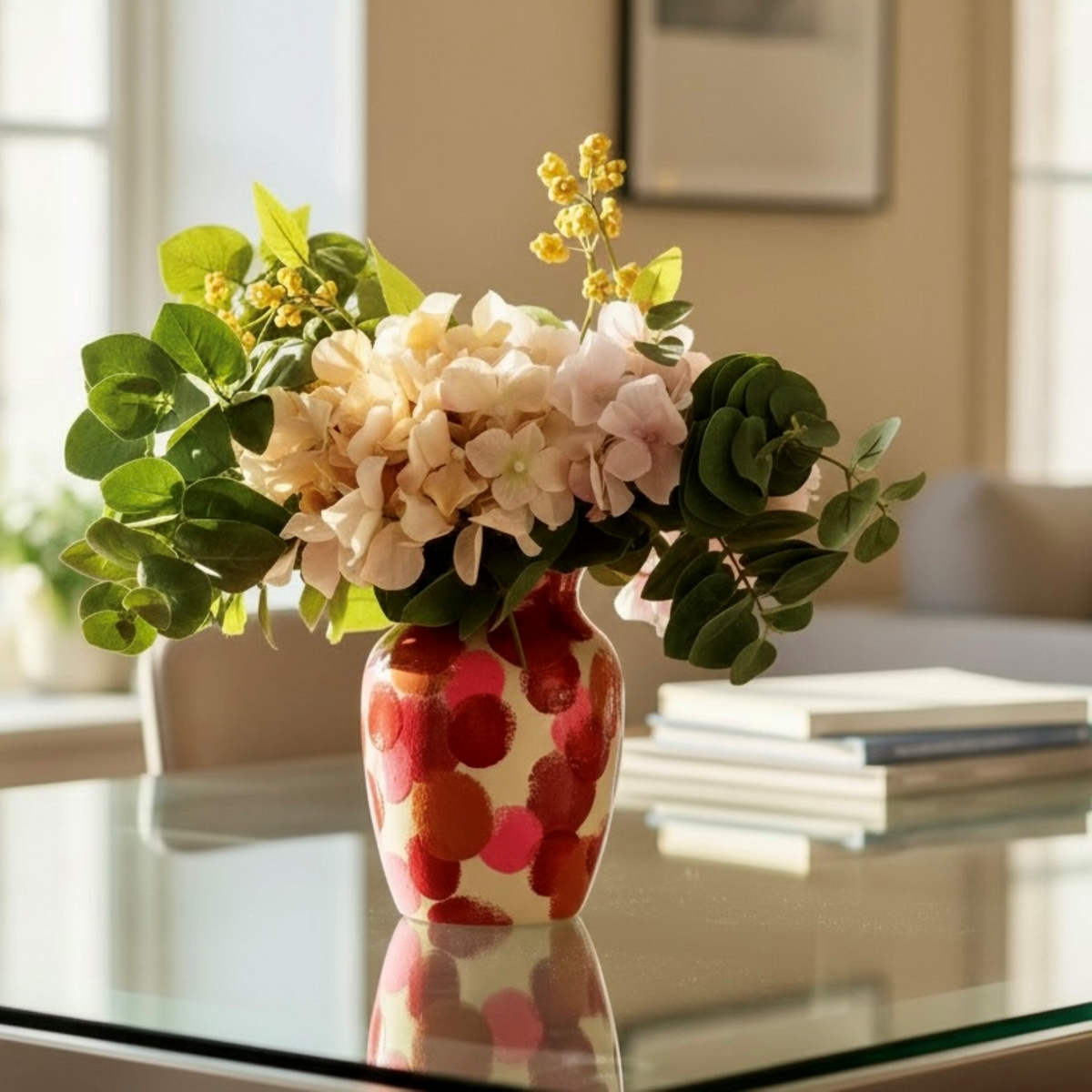 Crimson Mosaic Glass Vase