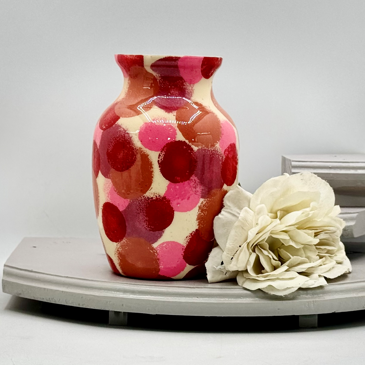 Crimson Mosaic Glass Vase