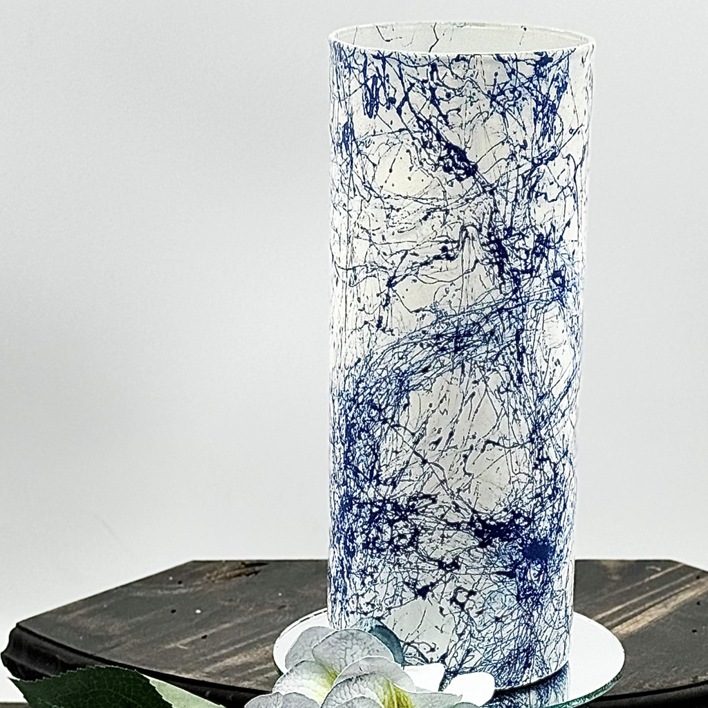Fractured Blue Glass Vase Collection