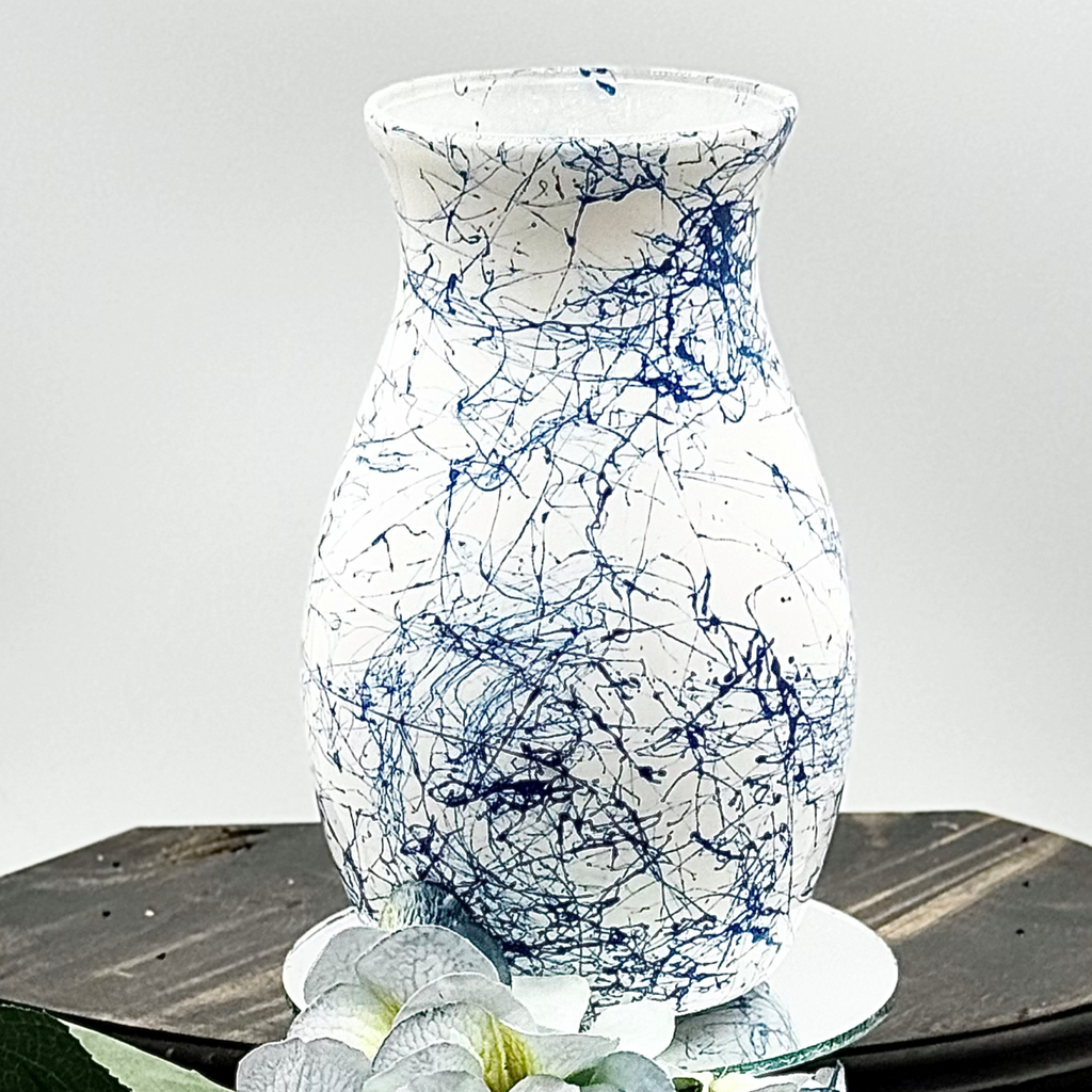 Fractured Blue Glass Vase Collection