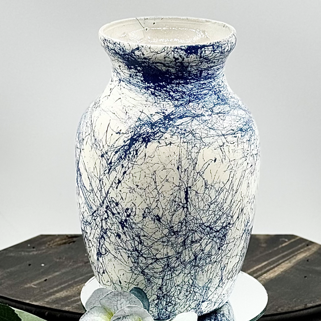 Fractured Blue Glass Vase Collection
