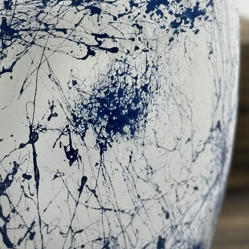Fractured Blue Glass Vase Collection