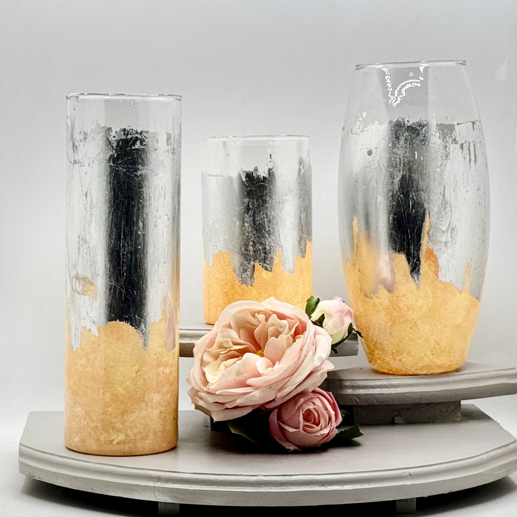 Gilded Strata Glass Vase Collection