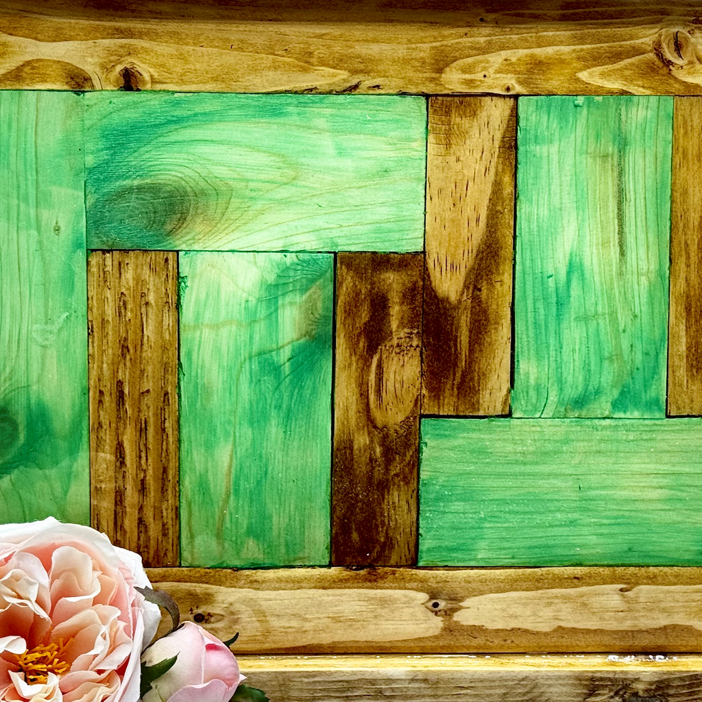 Green Wash Wooden Tray