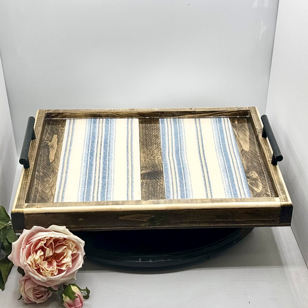 Harbor Stripe Wooden Tray