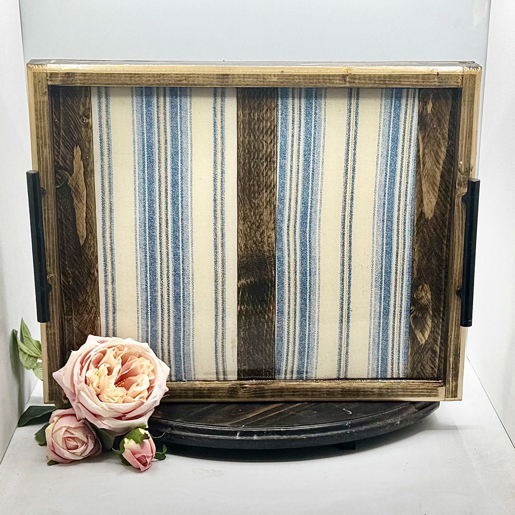 Harbor Stripe Wooden Tray