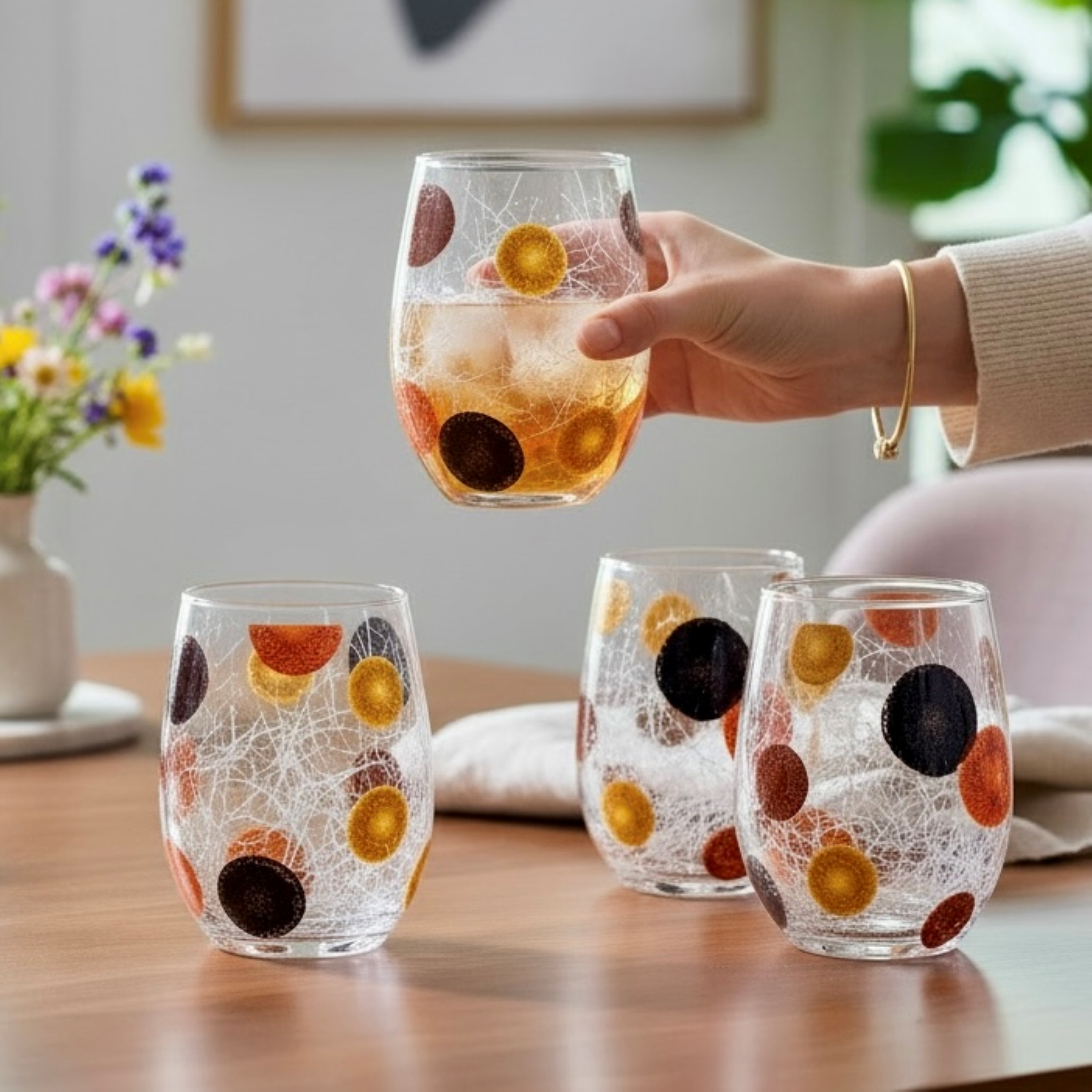 Harvest Mosaic Stemless Wine Glass