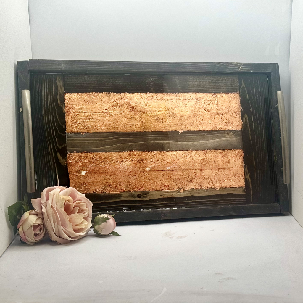 Industrial Copper Wooden Tray