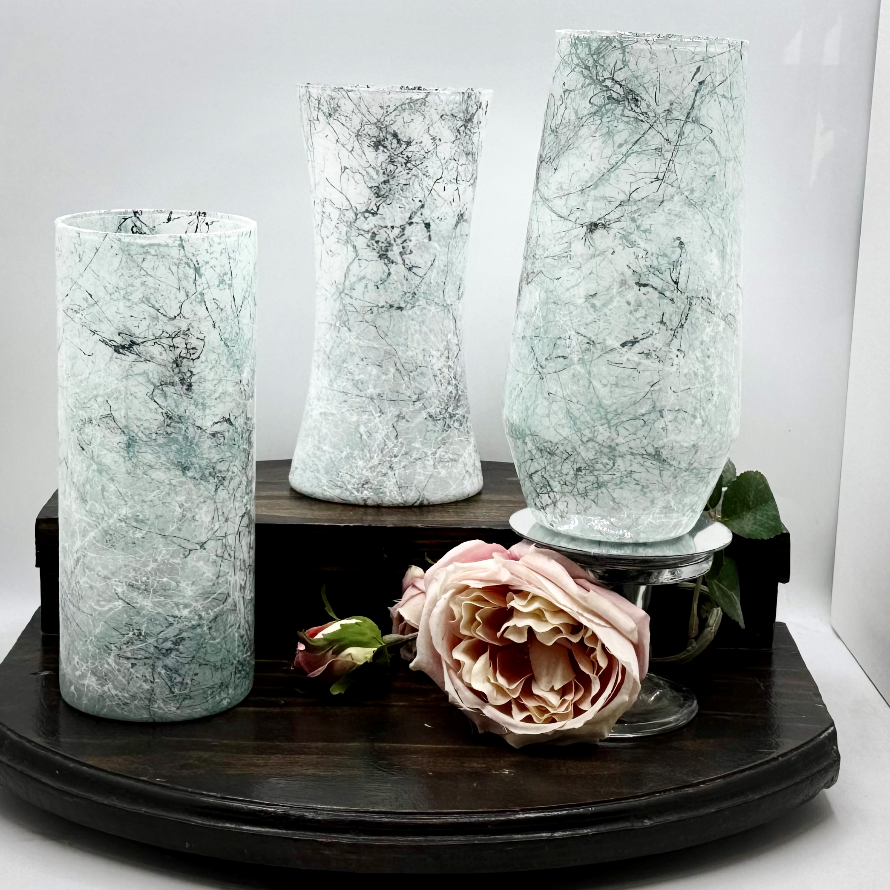 Marbled Mist Glass Vase Collection