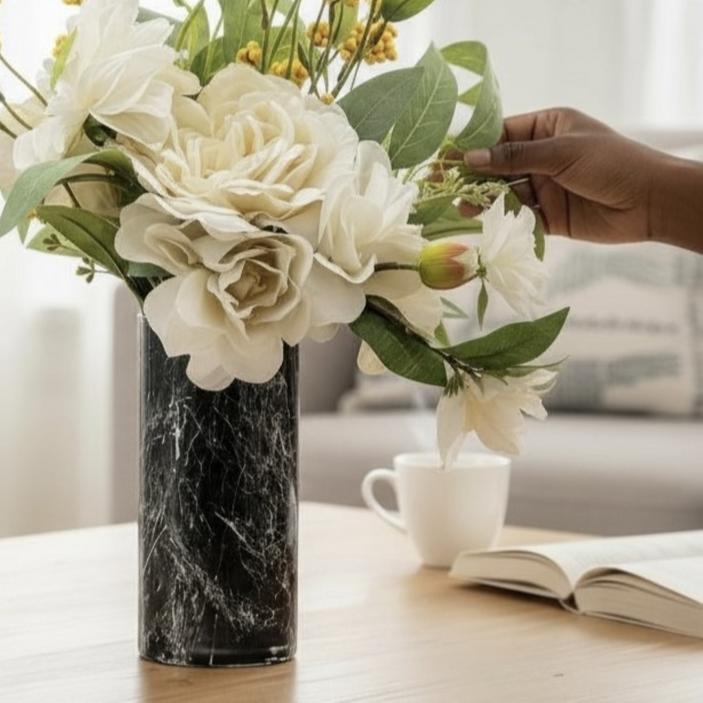 Marble Noir Glass Vase Collection