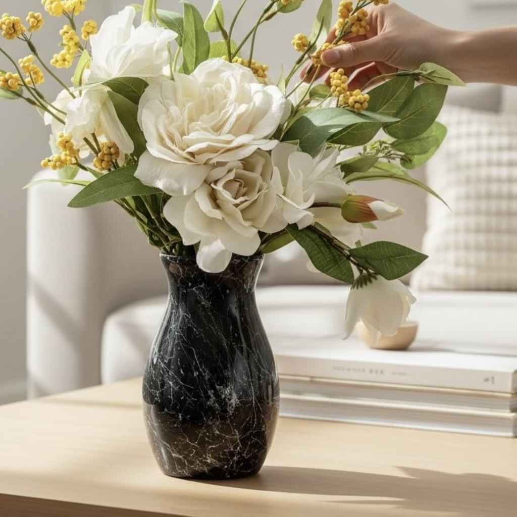 Marble Noir Glass Vase Collection